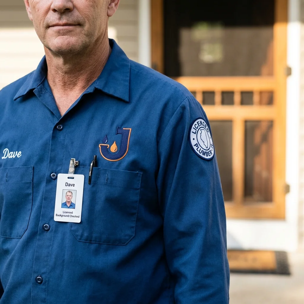 Licensed plumber showing ID badge in Oyster Bay, NY