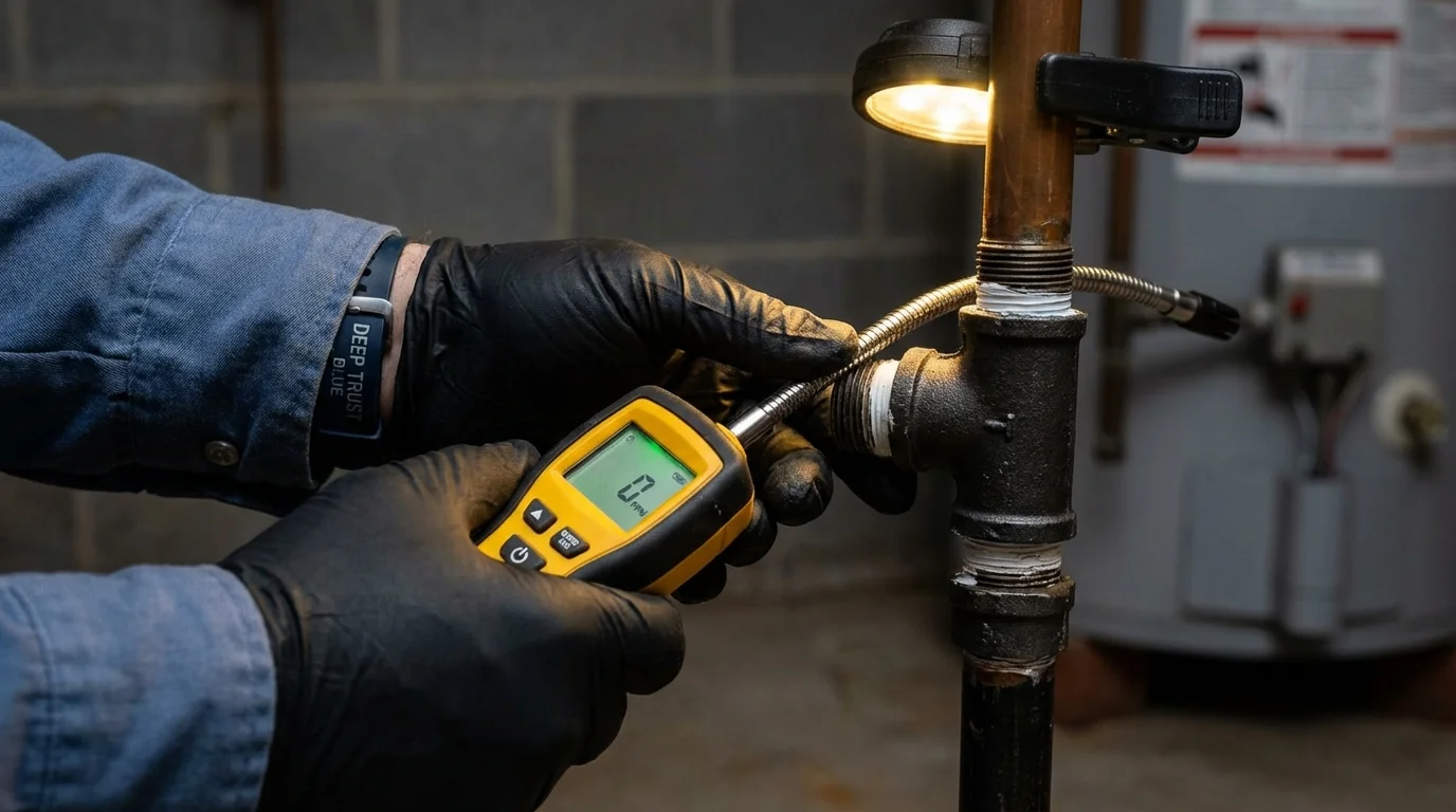 Gas leak detection with electronic sniffer by Johns Plumbing LLC in Oyster Bay
